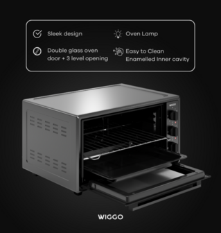 Wiggo WMO-E456(B) - Vrijstaande Oven - 45 liter - Zwart