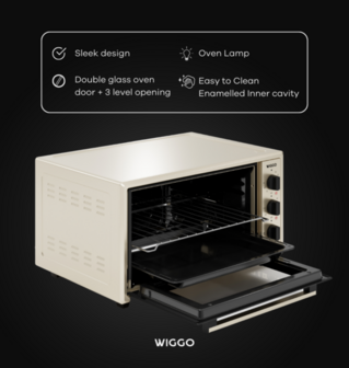 Wiggo WMO-E456(C) - Vrijstaande oven - 45 liter - Creme