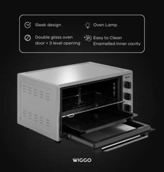 Wiggo WMO-E456(X) - Vrijstaande Oven - 45 liter - Rvs