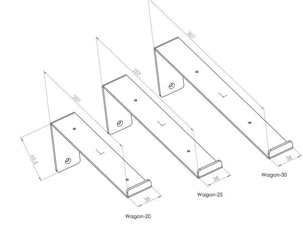 Gorillz Wagon 25 Industriële Plankdragers L-vorm - Plankendragers voor Wandplank - 25 cm Staal - Zwart