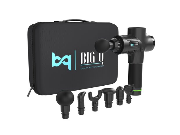 Big Q Massage Gun - Matzwart - 30 snelheden - 6 opzetstukken - Sport En Relax Massageapparaat - LCD Touchscreen 